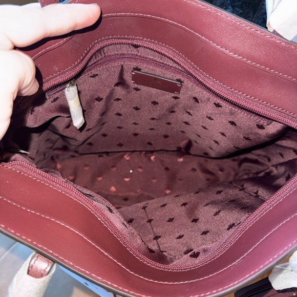 Kate Spade Maroon and Cream Leaf Pattern Tote - Picture 8 of 11